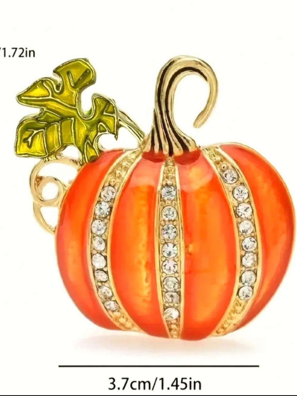 Gold Pumpkin Brooch Pin - Picture 2 of 4